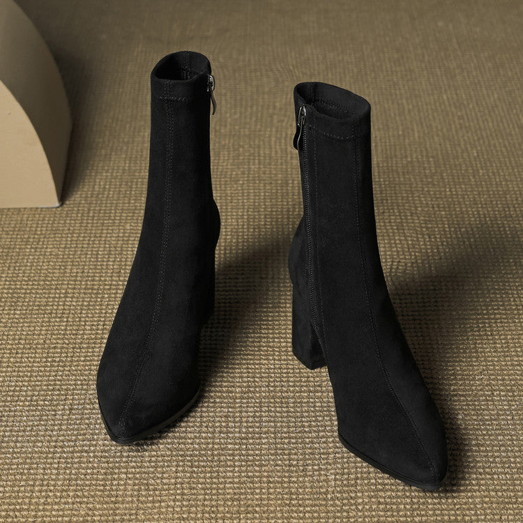 Patricia | Chic Side Zip Block Heel Ankle Boots