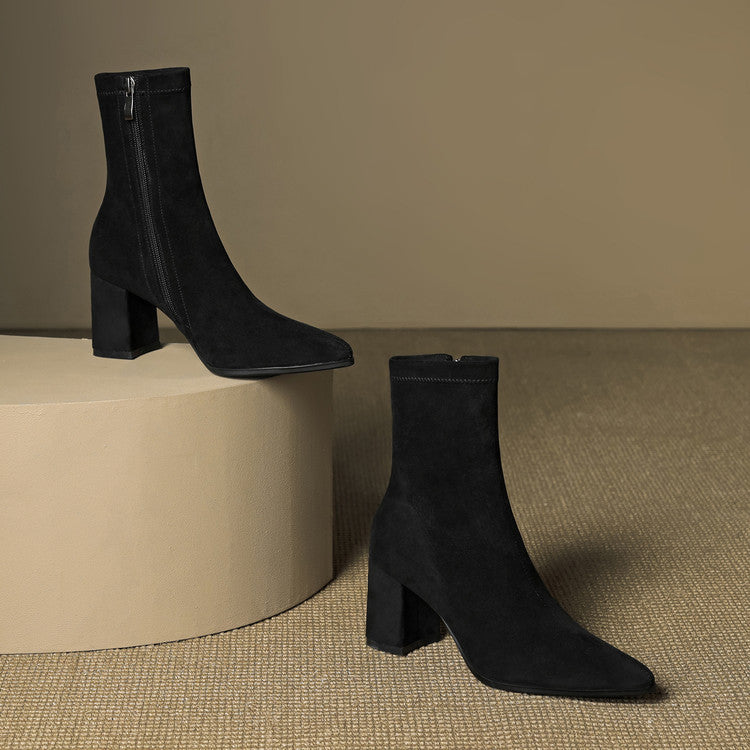 Patricia | Chic Side Zip Block Heel Ankle Boots