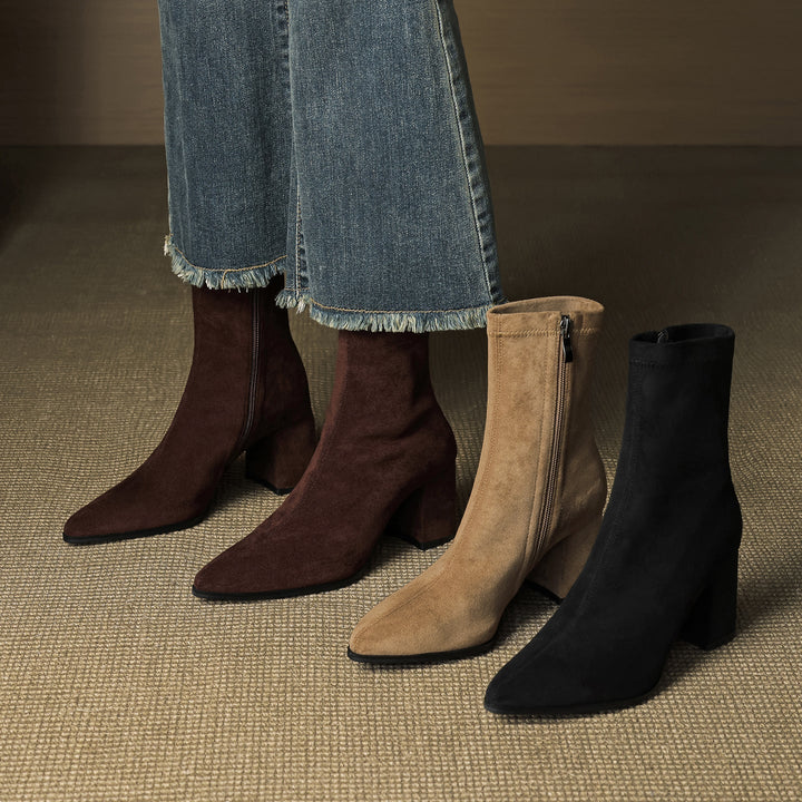 Patricia | Chic Side Zip Block Heel Ankle Boots