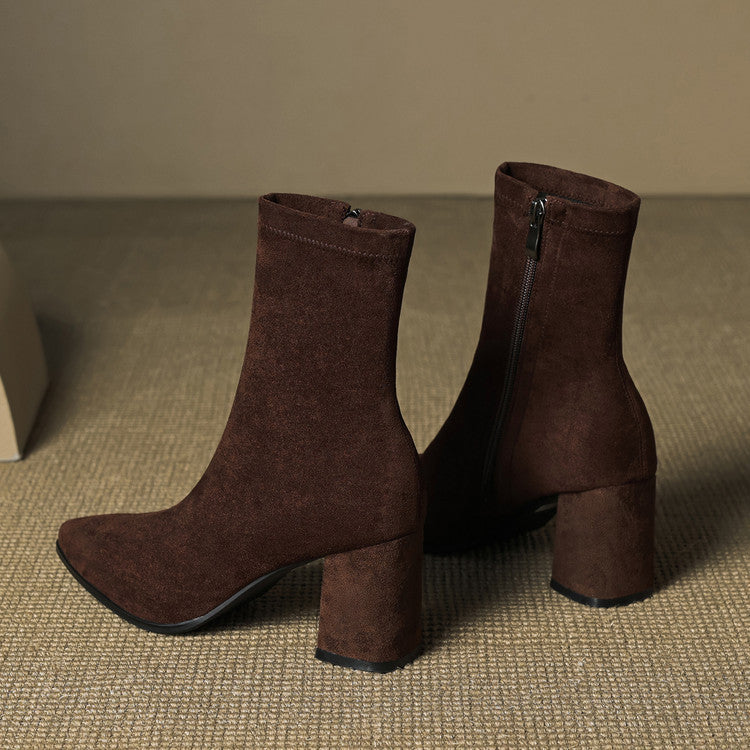 Patricia | Chic Side Zip Block Heel Ankle Boots