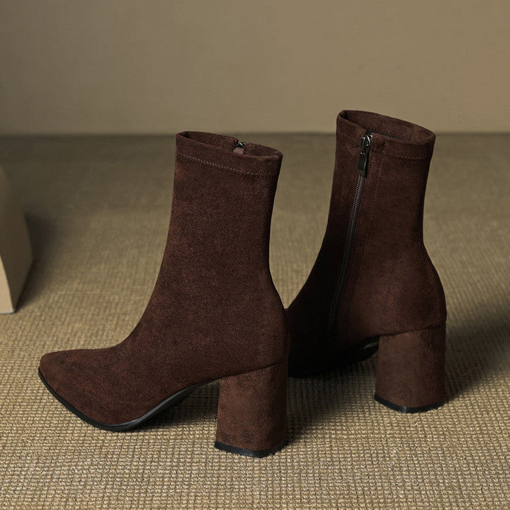 Patricia | Chic Side Zip Block Heel Ankle Boots