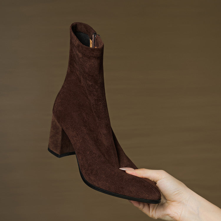 Patricia | Chic Side Zip Block Heel Ankle Boots