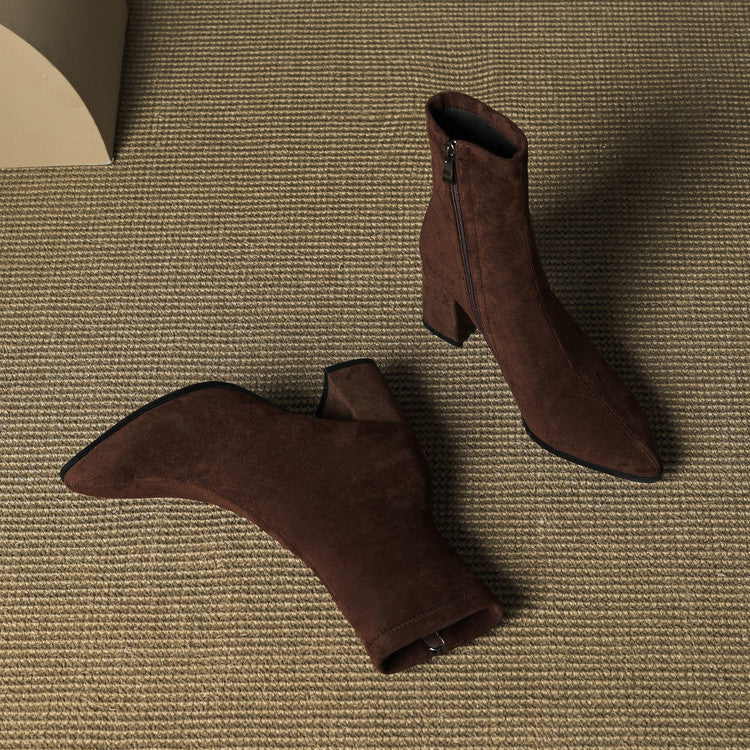 Patricia | Chic Side Zip Block Heel Ankle Boots