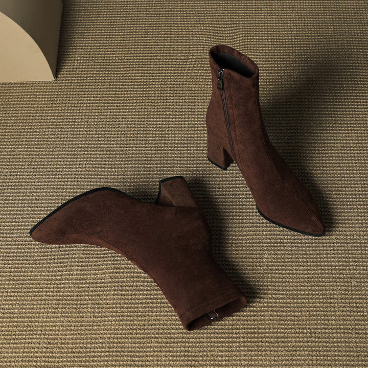 Patricia | Chic Side Zip Block Heel Ankle Boots