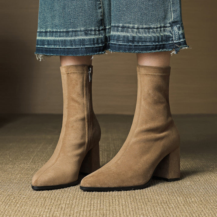 Patricia | Chic Side Zip Block Heel Ankle Boots