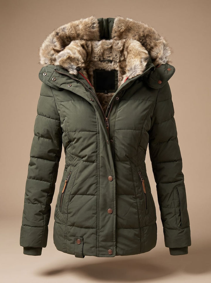 Patricia | Elegant Quilted Fur Hood Winter Coats for Women