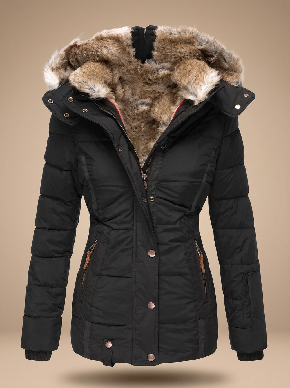 Patricia | Elegant Quilted Fur Hood Winter Coats for Women