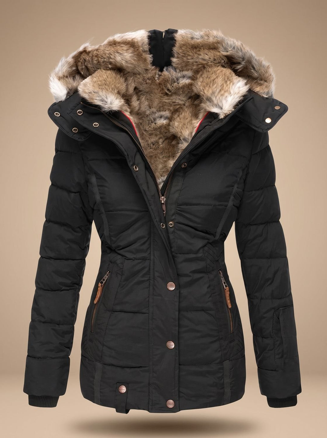 Patricia | Elegant Quilted Fur Hood Winter Coats for Women