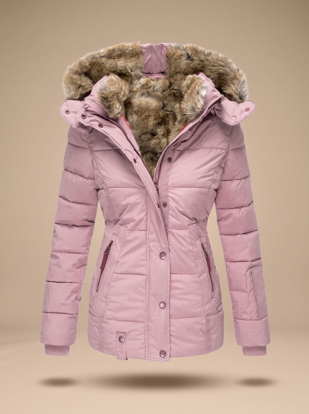 Patricia | Elegant Quilted Fur Hood Winter Coats for Women