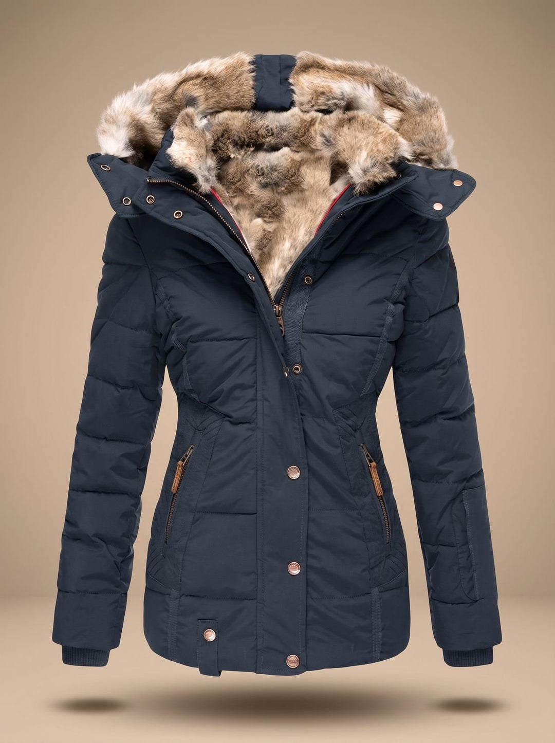Patricia | Elegant Quilted Fur Hood Winter Coats for Women