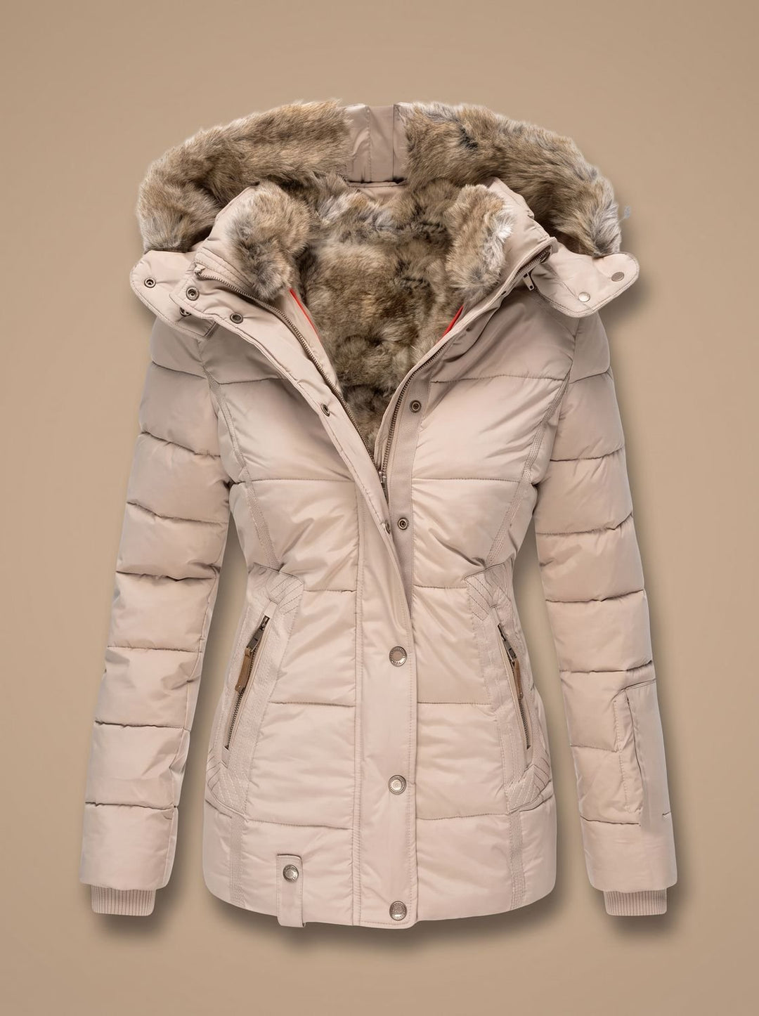 Patricia | Elegant Quilted Fur Hood Winter Coats for Women