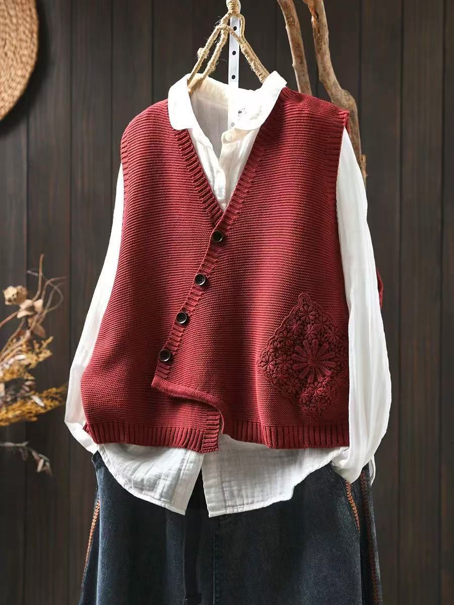 Rachel | Cozy Asymmetrical Button Knit Sweater Vest