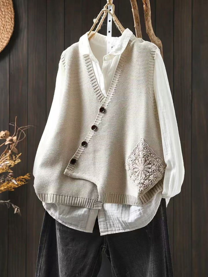 Rachel | Cozy Asymmetrical Button Knit Sweater Vest