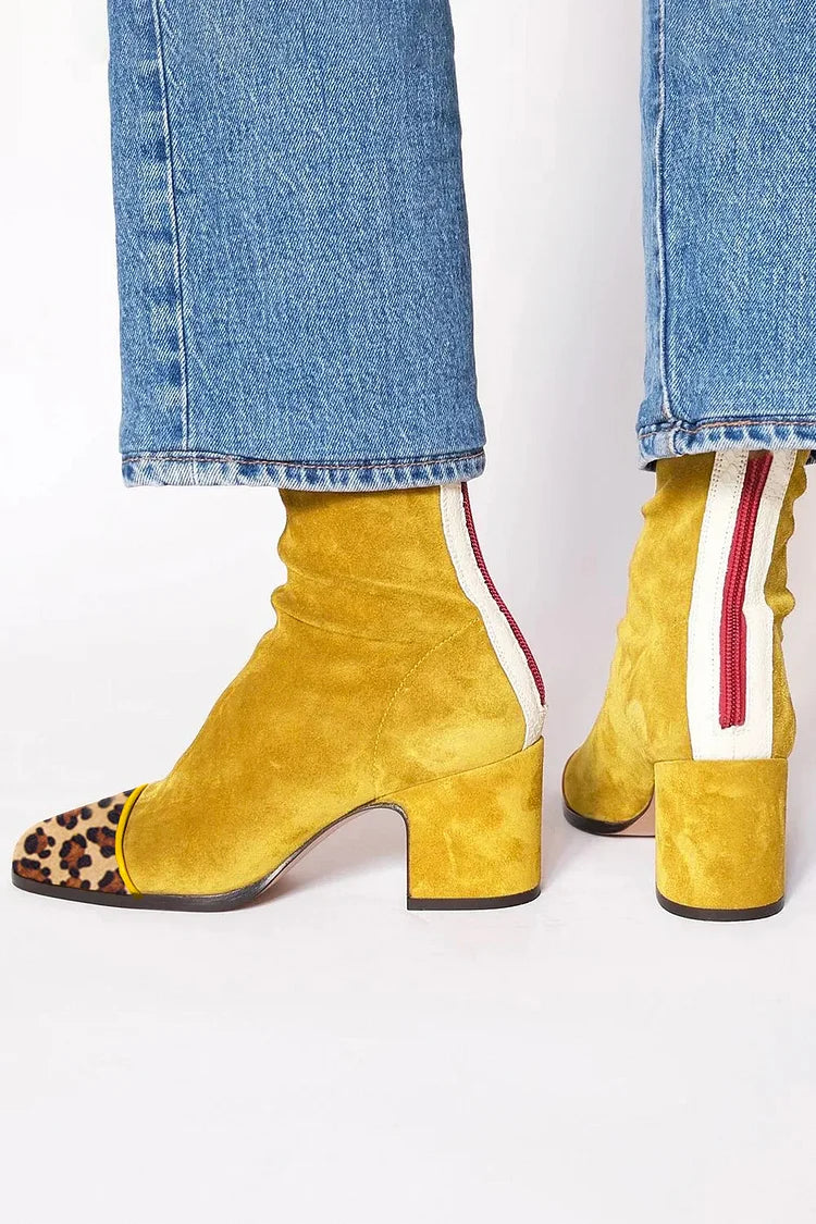 Rachel | Leopard Print Block Heel Ankle Boots