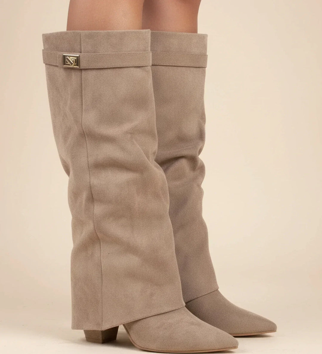 Rebecca | Elegant Slouch Fold-Over Knee High Boots