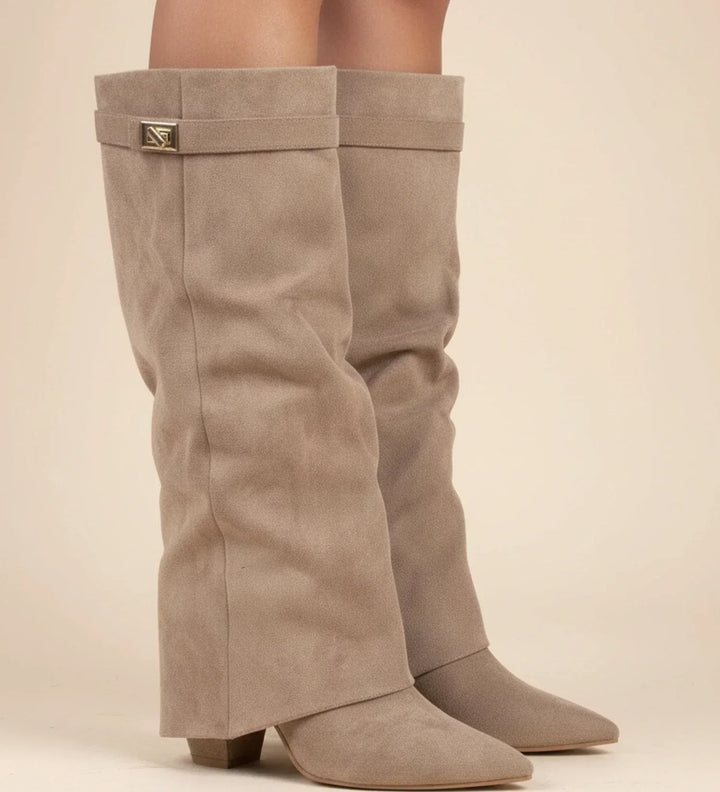 Rebecca | Elegant Slouch Fold-Over Knee High Boots