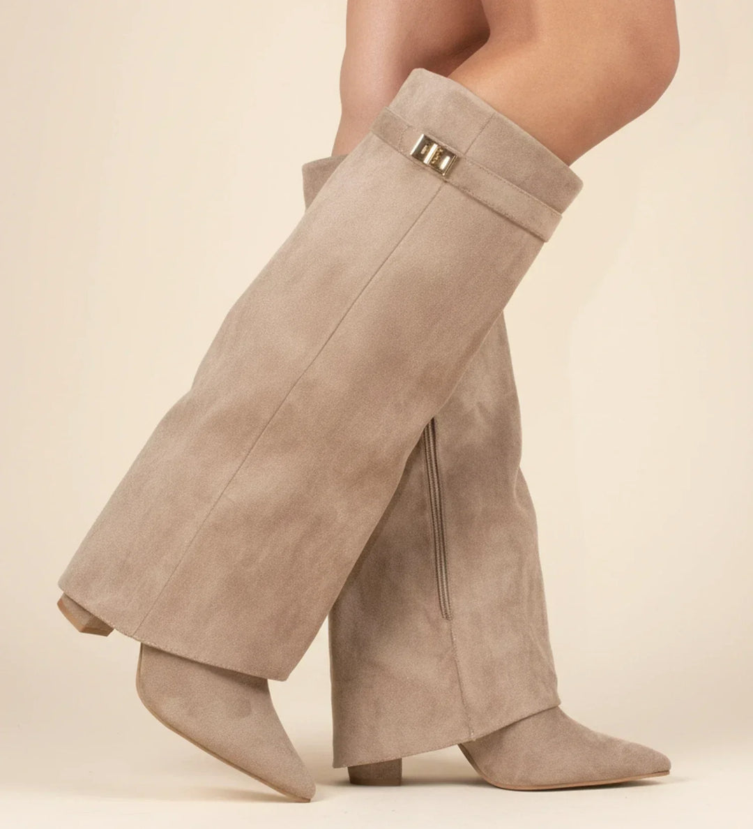 Rebecca | Elegant Slouch Fold-Over Knee High Boots
