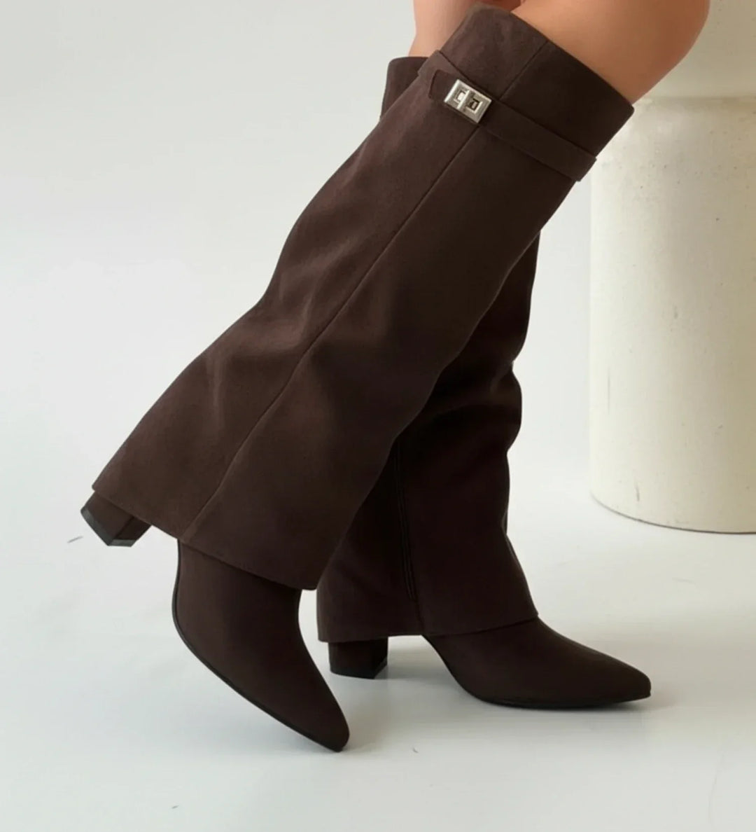 Rebecca | Elegant Slouch Fold-Over Knee High Boots