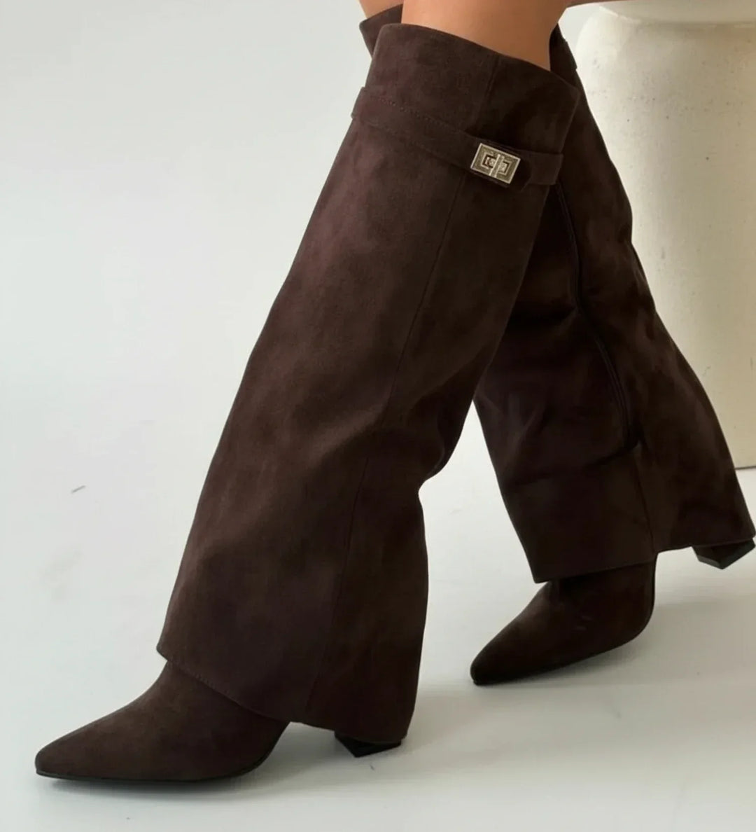Rebecca | Elegant Slouch Fold-Over Knee High Boots