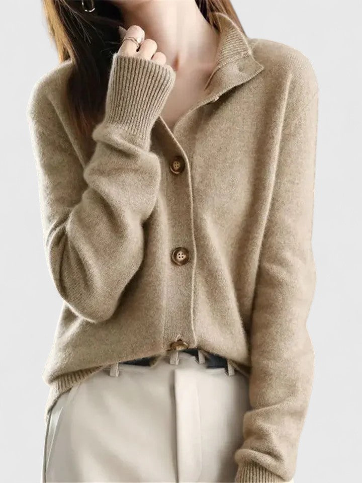 Ruth | Elegant Collared Button Front Knit Cardigan