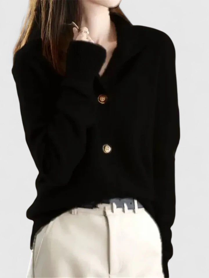 Ruth | Elegant Collared Button Front Knit Cardigan