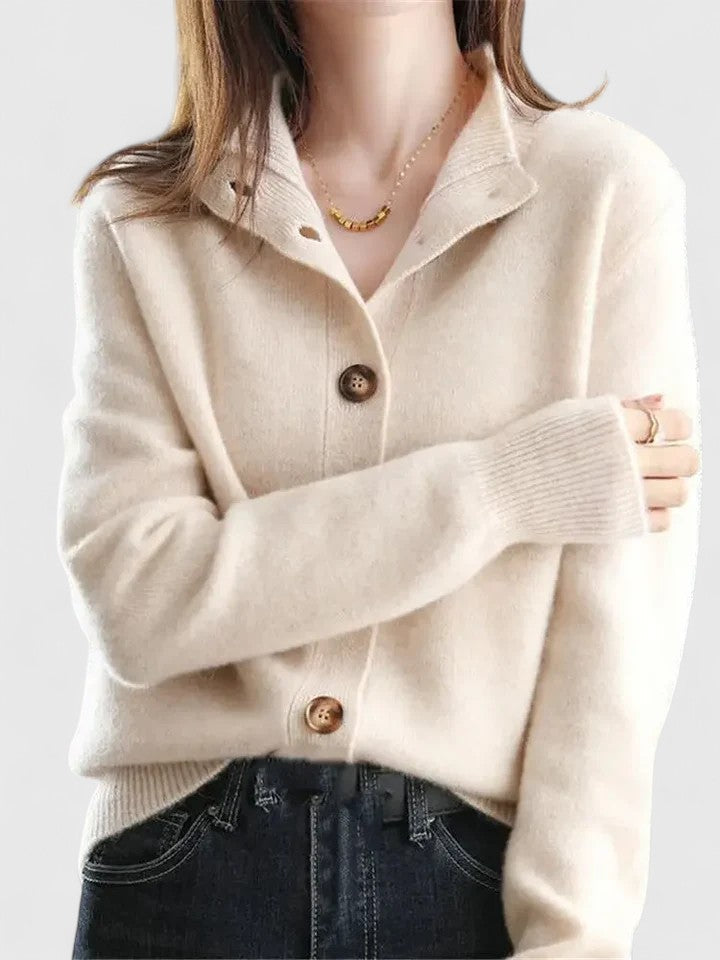 Ruth | Elegant Collared Button Front Knit Cardigan