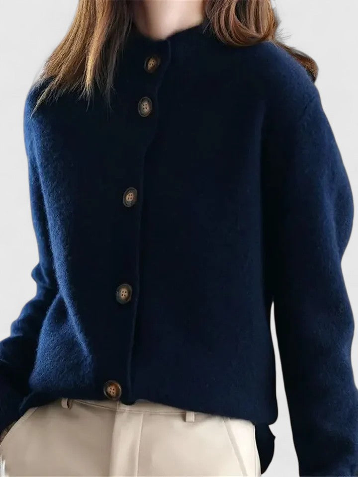 Ruth | Elegant Collared Button Front Knit Cardigan