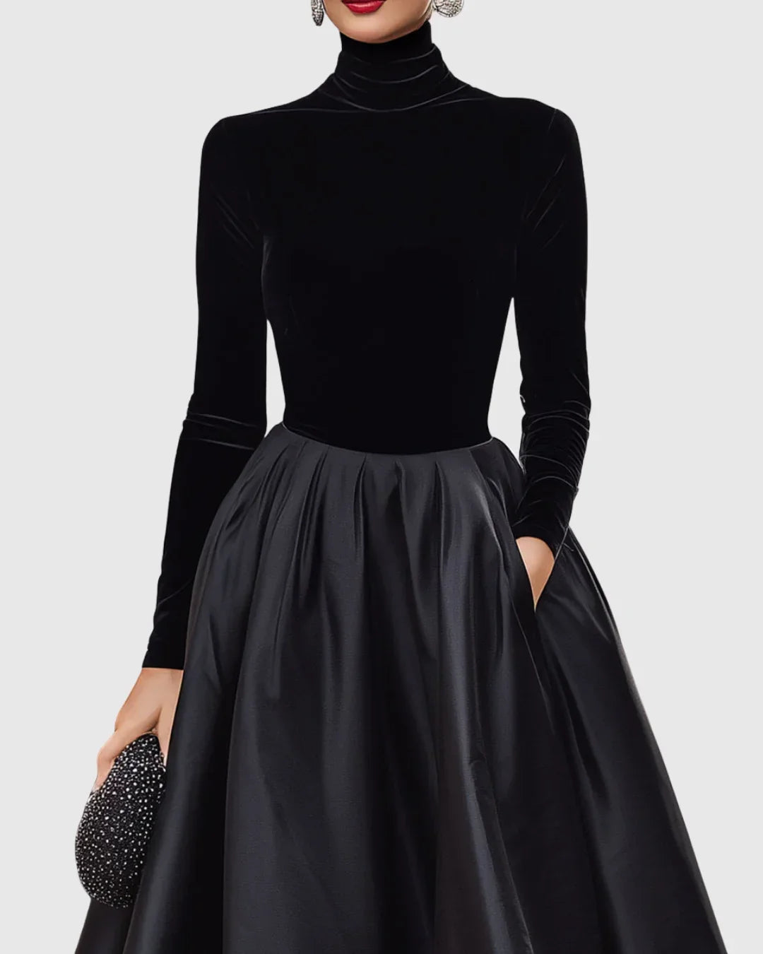 Ruth | Polished Turtleneck Winter Wedding Guest Midi Dress