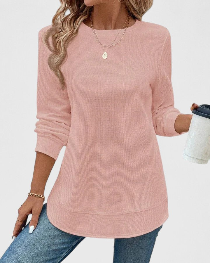 Ruth | Refined Crew Neck Long Sleeve Knit Sweater Tunic