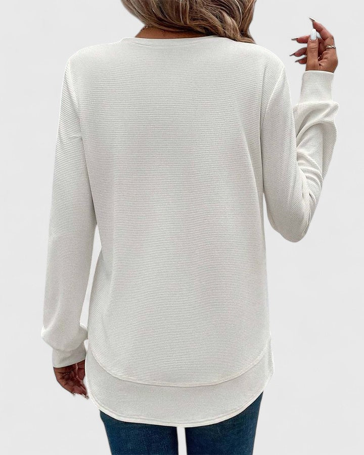 Ruth | Refined Crew Neck Long Sleeve Knit Sweater Tunic
