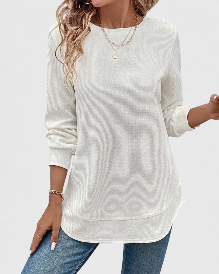 Ruth | Refined Crew Neck Long Sleeve Knit Sweater Tunic