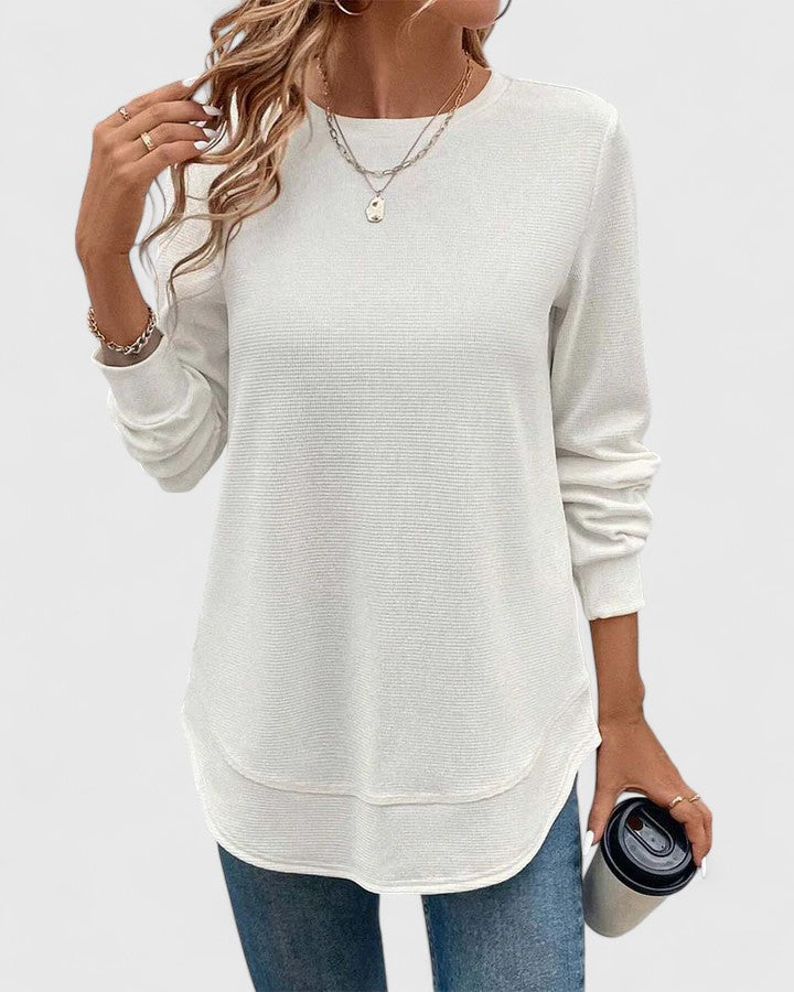 Ruth | Refined Crew Neck Long Sleeve Knit Sweater Tunic