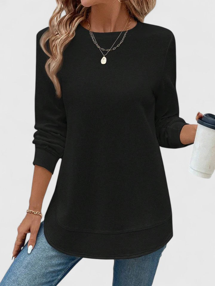 Ruth | Refined Crew Neck Long Sleeve Knit Sweater Tunic