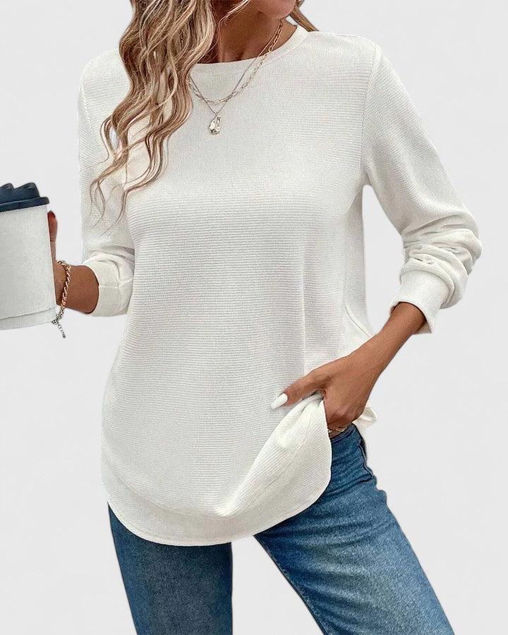 Ruth | Refined Crew Neck Long Sleeve Knit Sweater Tunic