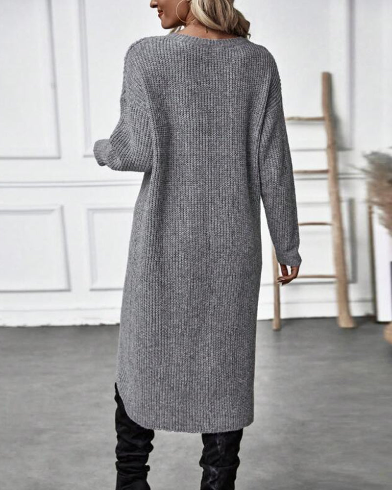 Saga | Afslappet Strik Kjole med Asymmetrisk Wrap-Detalje