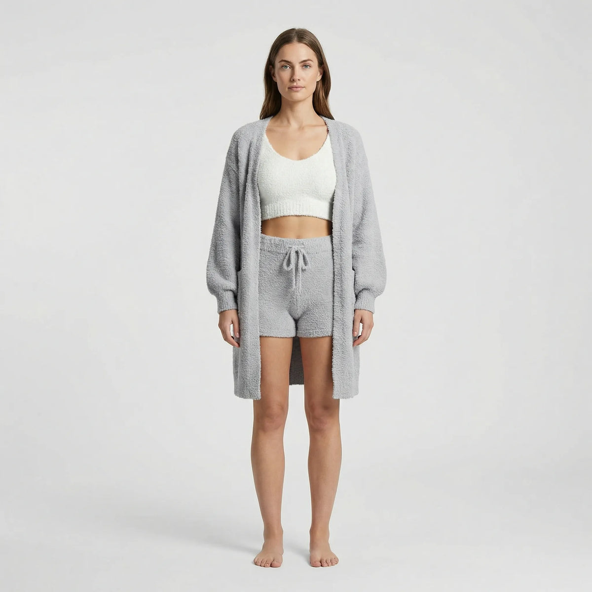 Saga | Sofistikeret Nattøj Dame Loungewear-sæt i Blødt Teddy-strik