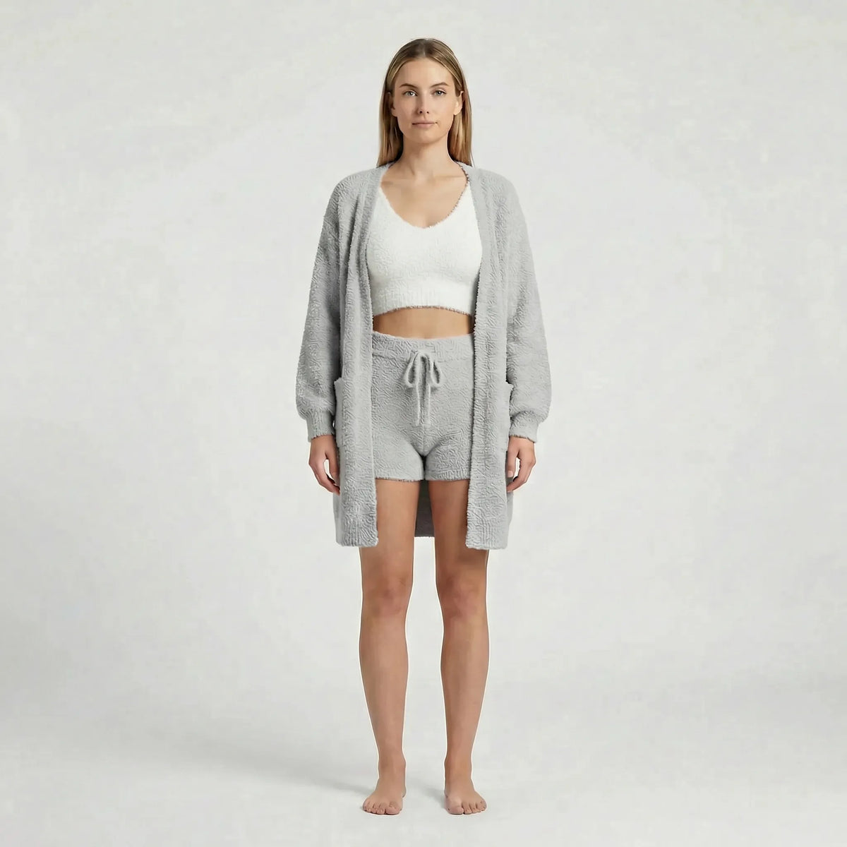 Saga | Sofistikeret Nattøj Dame Loungewear-sæt i Blødt Teddy-strik