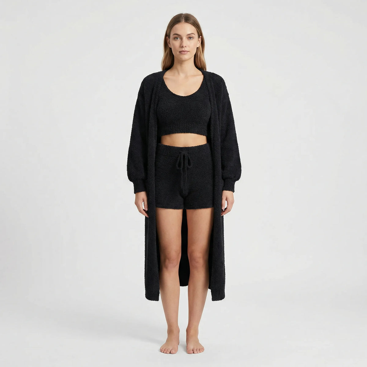 Saga | Sofistikeret Nattøj Dame Loungewear-sæt i Blødt Teddy-strik