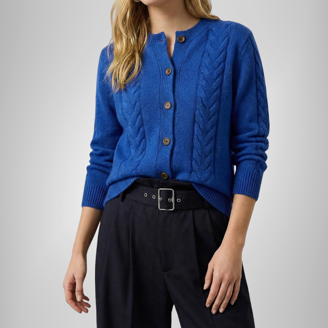 Samantha | Chic Cable-Knit Button-Front Cardigan Sweater