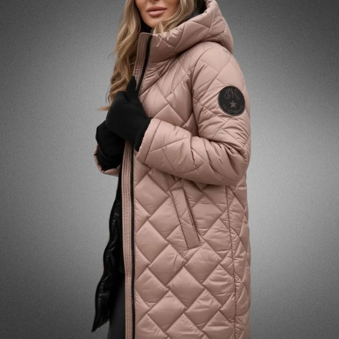 Samantha | Classic Quilted Longline Hooded Puffer Winter Coat
