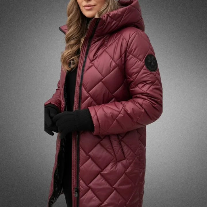 Samantha | Classic Quilted Longline Hooded Puffer Winter Coat