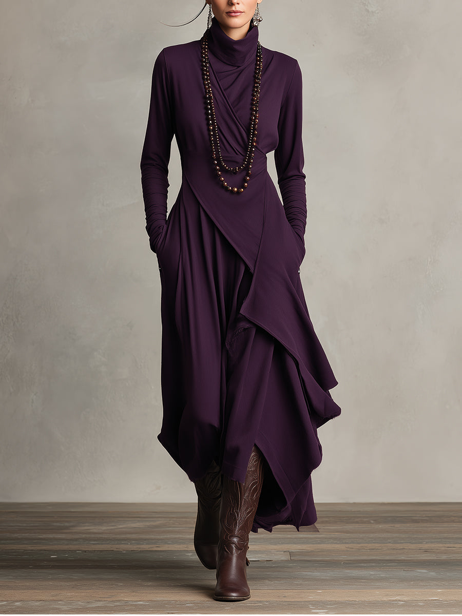 Samantha | Polished Asymmetrical Wrap Maxi Sweater Dress