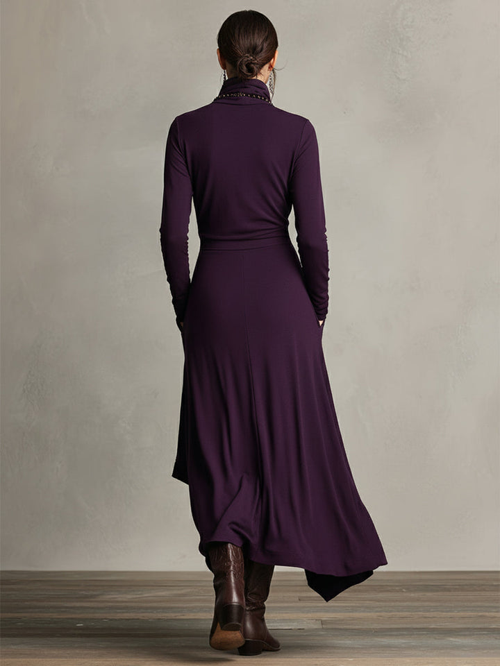 Samantha | Polished Asymmetrical Wrap Maxi Sweater Dress