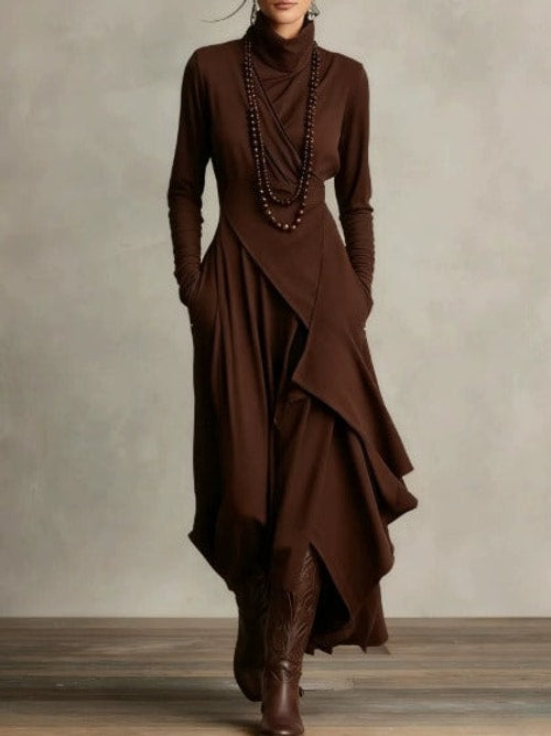 Samantha | Polished Asymmetrical Wrap Maxi Sweater Dress