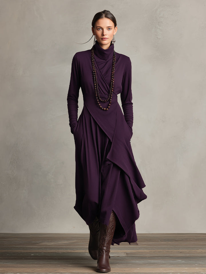 Samantha | Polished Asymmetrical Wrap Maxi Sweater Dress