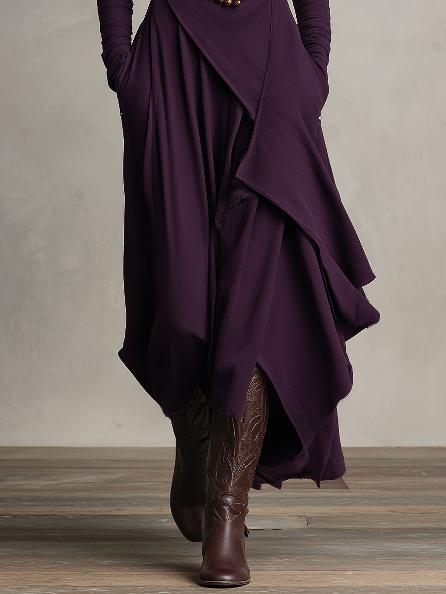 Samantha | Polished Asymmetrical Wrap Maxi Sweater Dress
