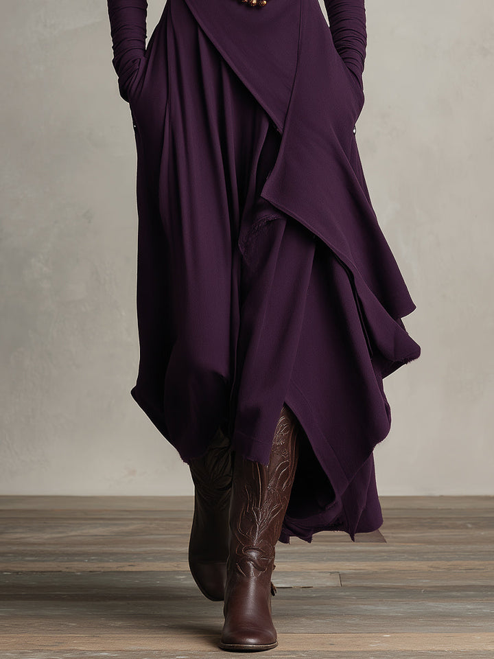 Samantha | Polished Asymmetrical Wrap Maxi Sweater Dress