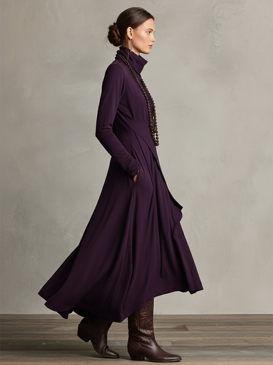 Samantha | Polished Asymmetrical Wrap Maxi Sweater Dress