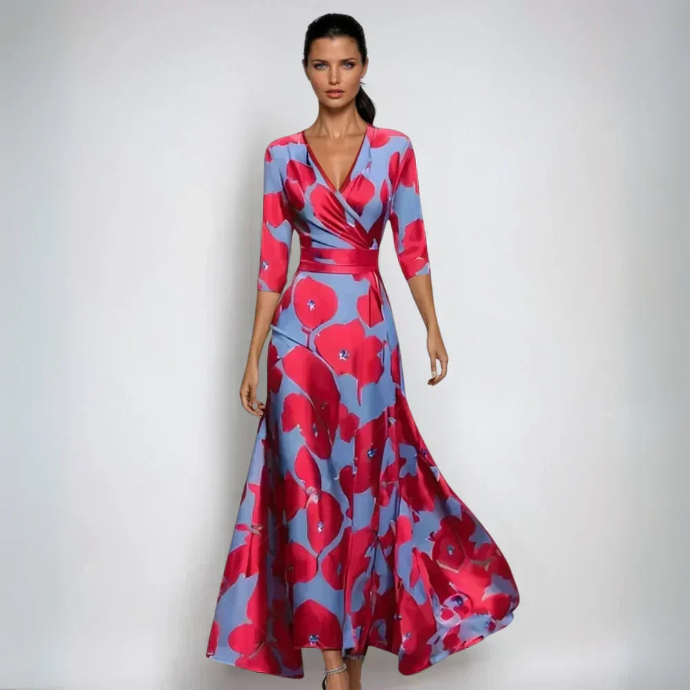 Samantha | Relaxed Floral Wrap Maxi Winter Wedding Guest Dress