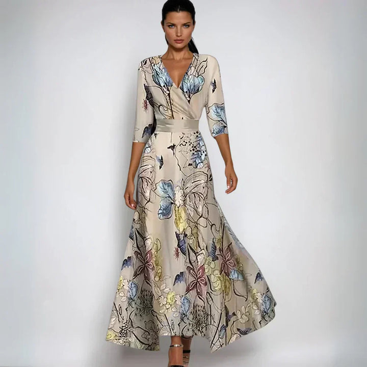 Samantha | Relaxed Floral Wrap Maxi Winter Wedding Guest Dress